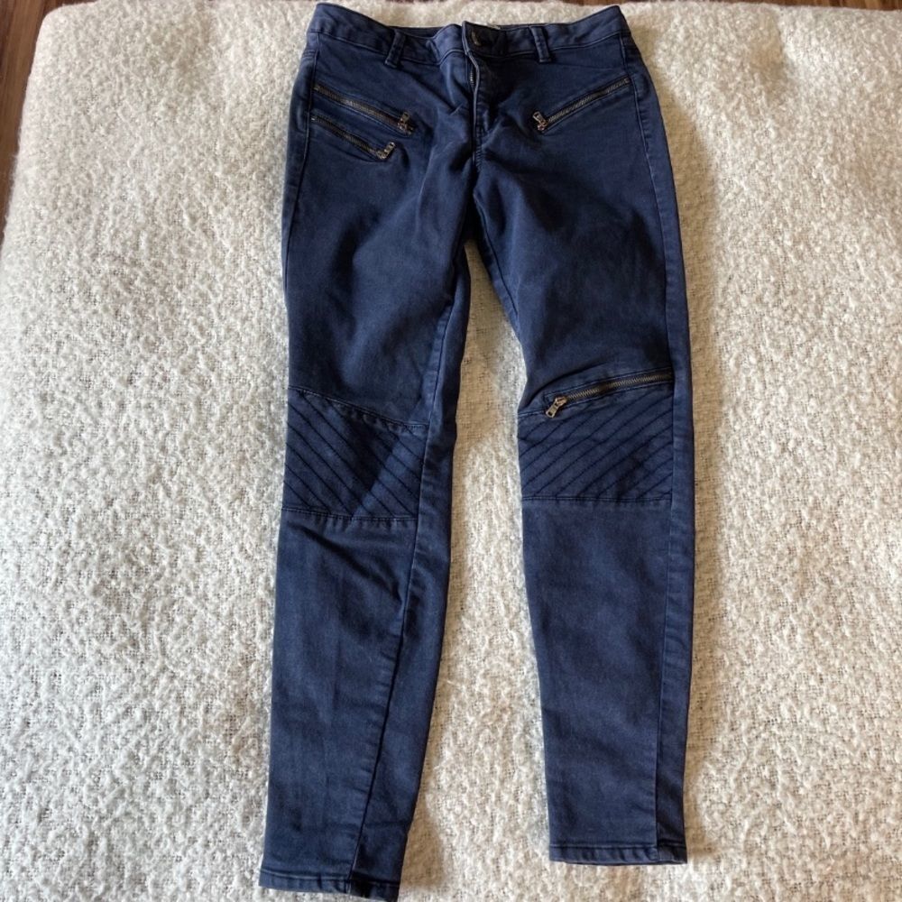 Zara basic denim moto jeans 6
